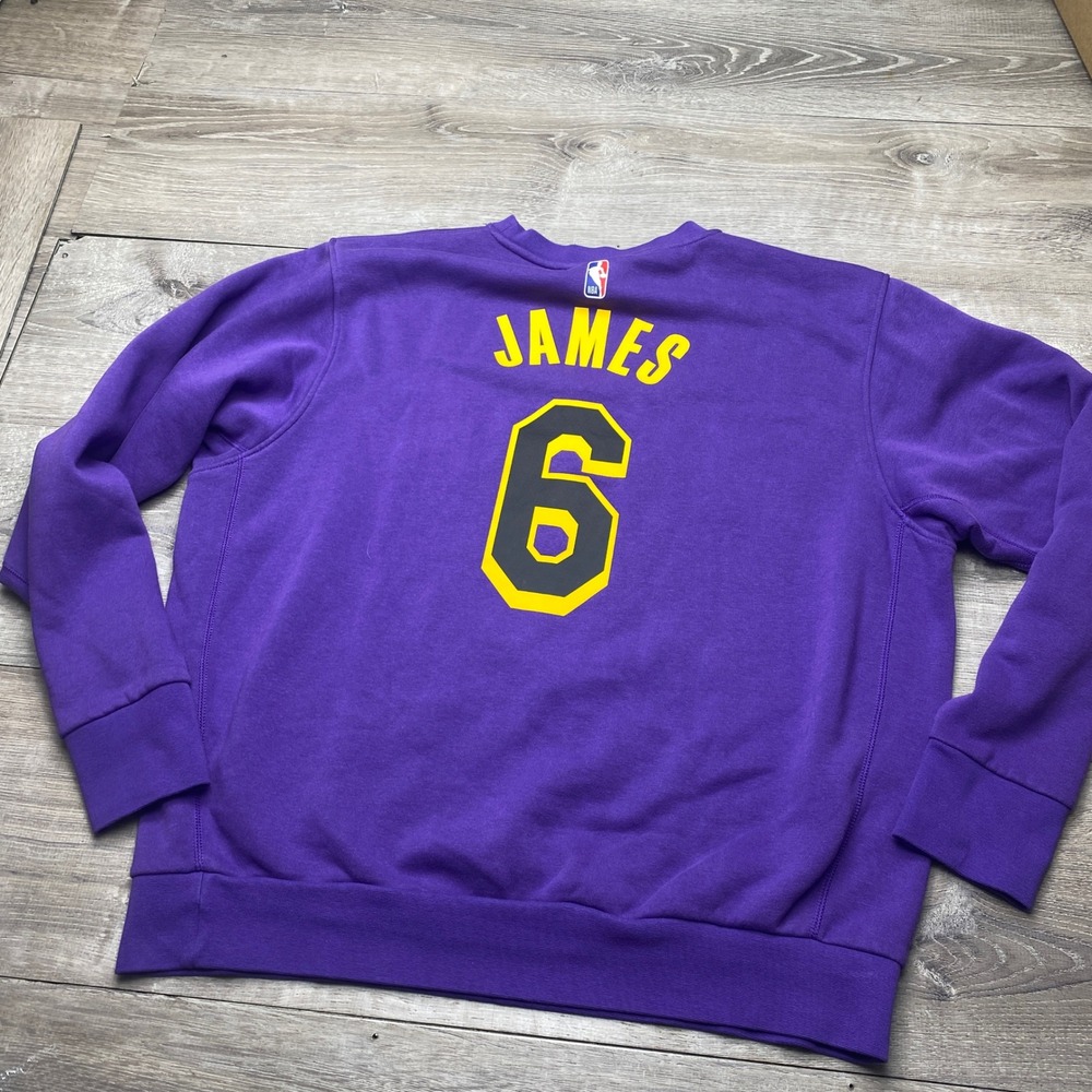 Jordan Sweatshirt Lakers LeBron James Men L Purple Cotton Blend NBA Jersey Style - Picture 2 of 12